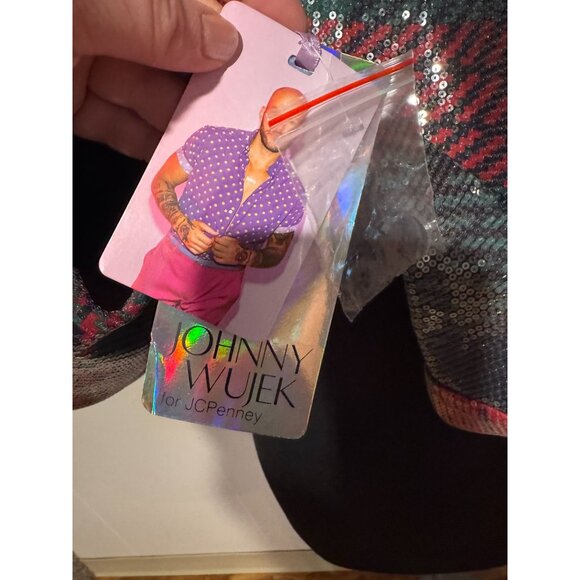 Johnny Wujek JCPenney Sequin Plaid Blazer Size M NWT Holiday Sparkle Jacket - Picture 8 of 15